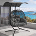 Swing Chair 2 Seater Hanging Egg Chair with Adjustable Canopy Black