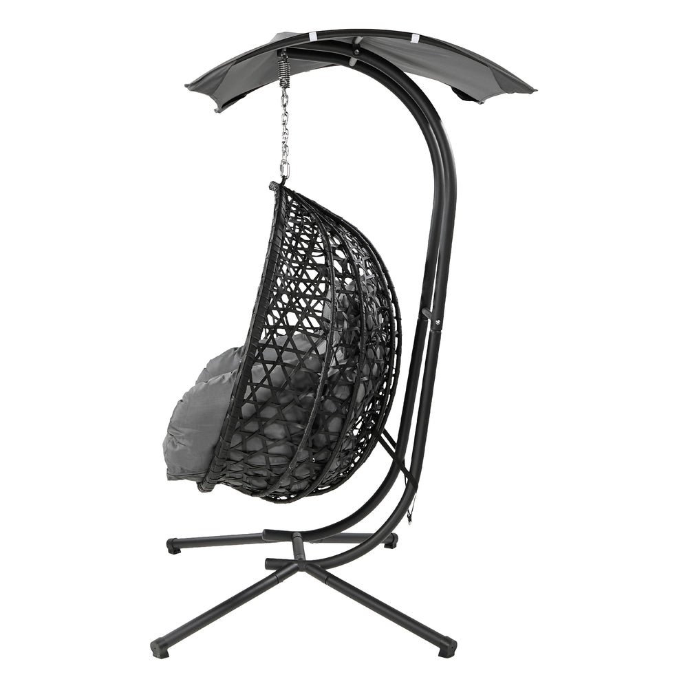 Swing Chair 2 Seater Hanging Egg Chair with Adjustable Canopy Black