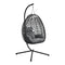 Livsip Rattan Hanging Egg Chair with Steel Stand, Black, Free-Standing