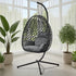 Livsip Rattan Hanging Egg Chair with Steel Stand, Black, Free-Standing