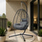 Livsip Outdoor Rattan Hanging Chair Porch Swing Chair Egg Seat Black
