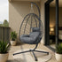 Livsip Outdoor Rattan Hanging Chair Porch Swing Chair Egg Seat Black