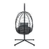 Livsip Outdoor Rattan Hanging Chair Porch Swing Chair Egg Seat Black