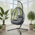 Livsip Outdoor Rattan Hanging Chair Porch Swing Chair Egg Seat Black