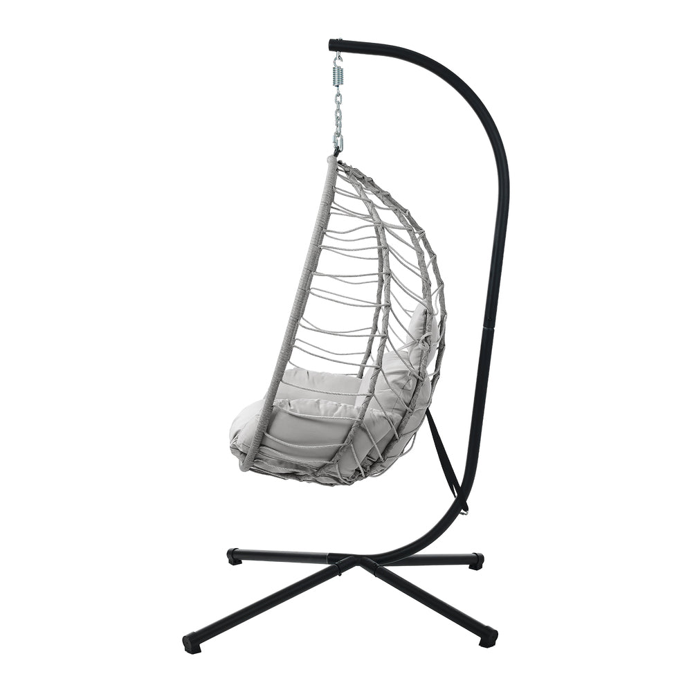 Livsip Outdoor Rattan Hanging Chair Porch Swing Chair Egg Seat Grey