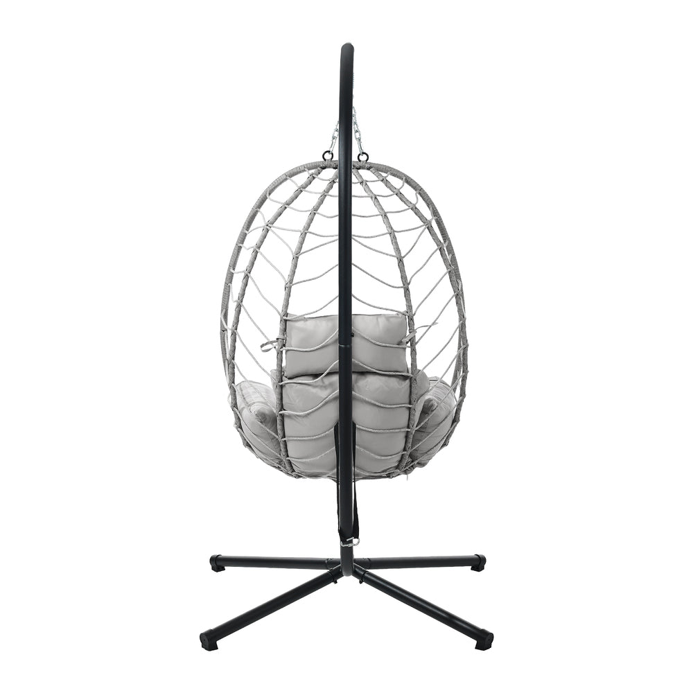 Livsip Outdoor Rattan Hanging Chair Porch Swing Chair Egg Seat Grey