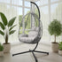 Livsip Outdoor Rattan Hanging Chair Porch Swing Chair Egg Seat Grey