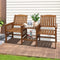 Wooden Garden Loveseat Bench with Table 2 Seater Patio Chair Brown