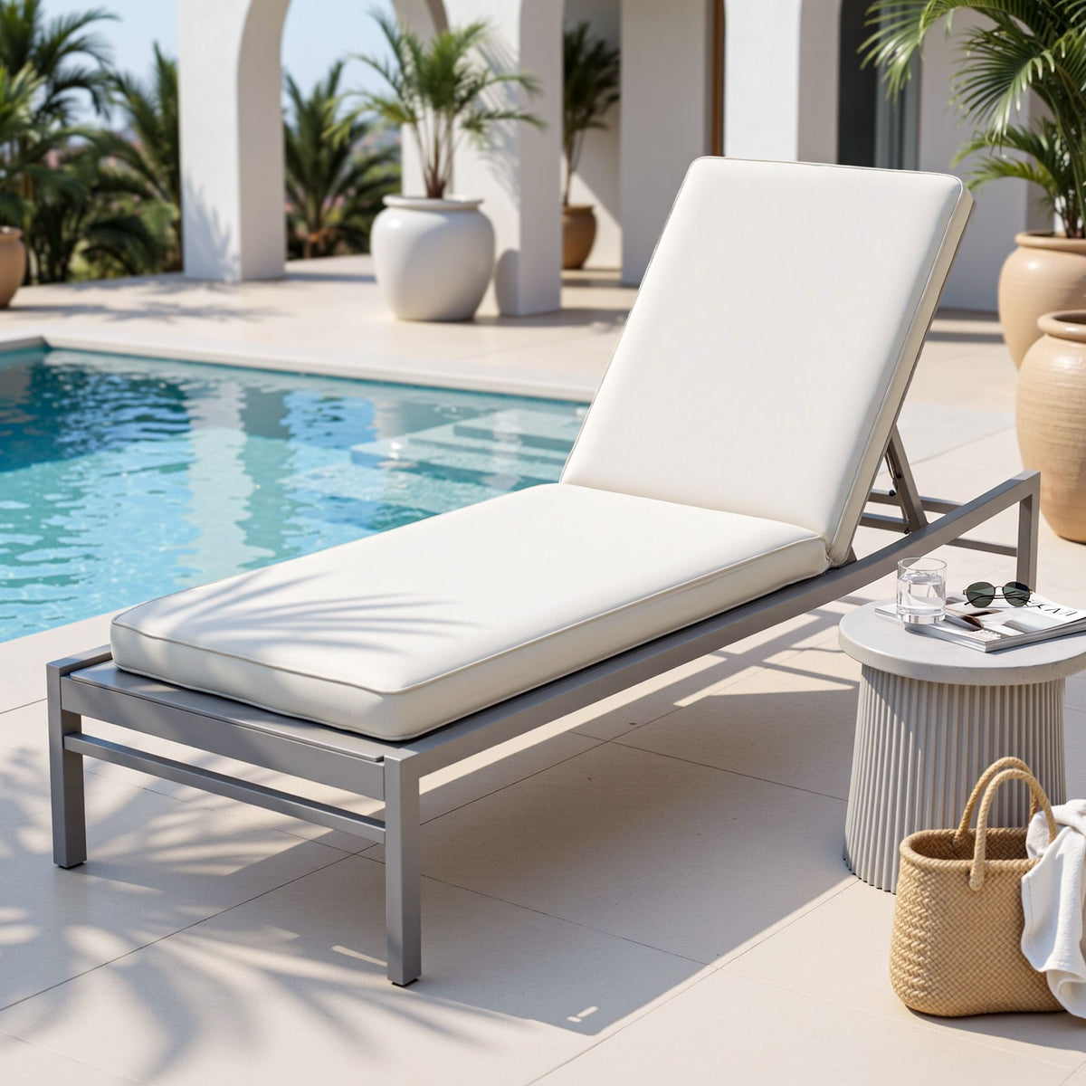 Gardeon Outdoor Sun Lounger Cushion 183cm, 8cm Thick Chaise Lounge Pad, Beige