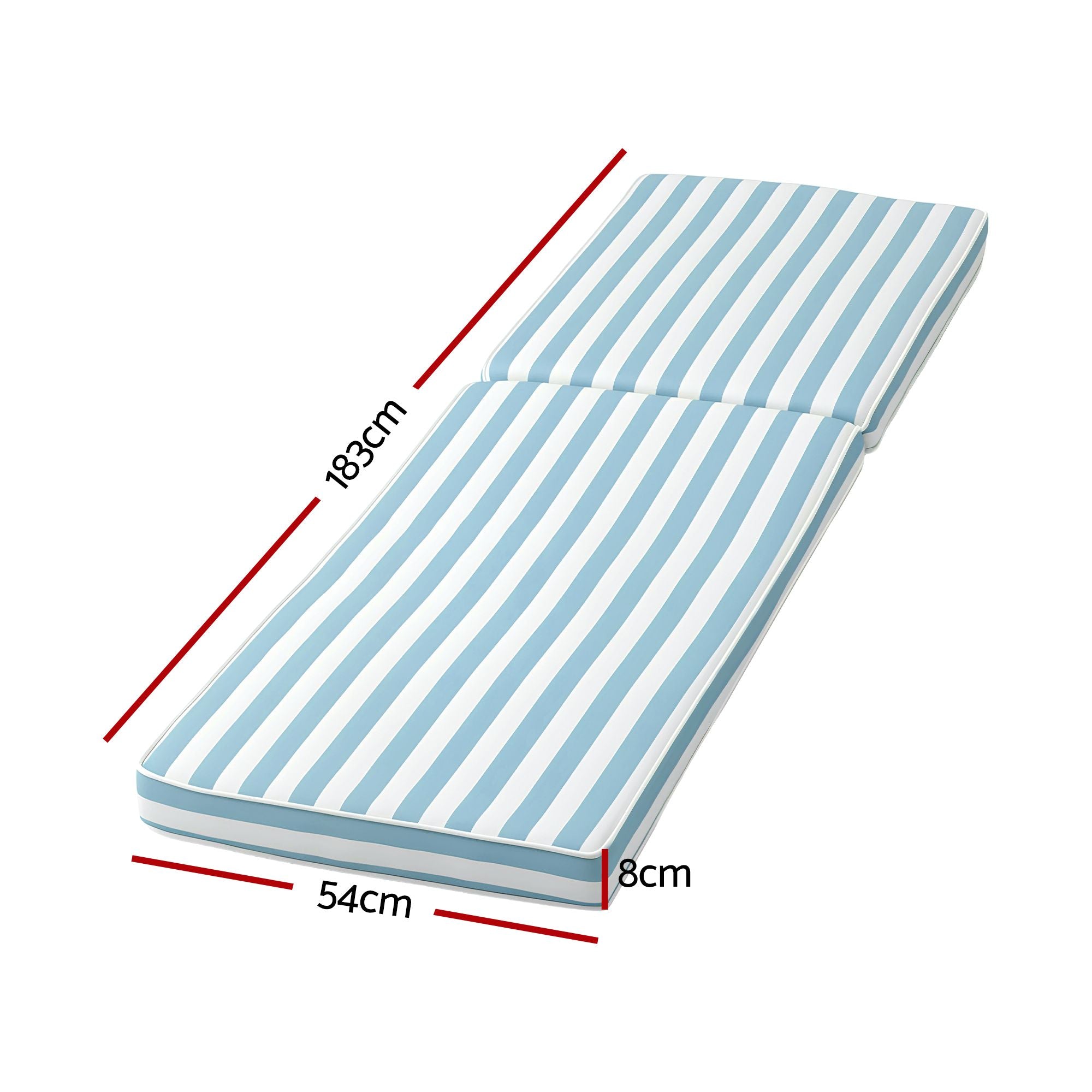 Outdoor Chaise Lounge Cushion Lounge Chair Pad Sunbed Mattress Blue