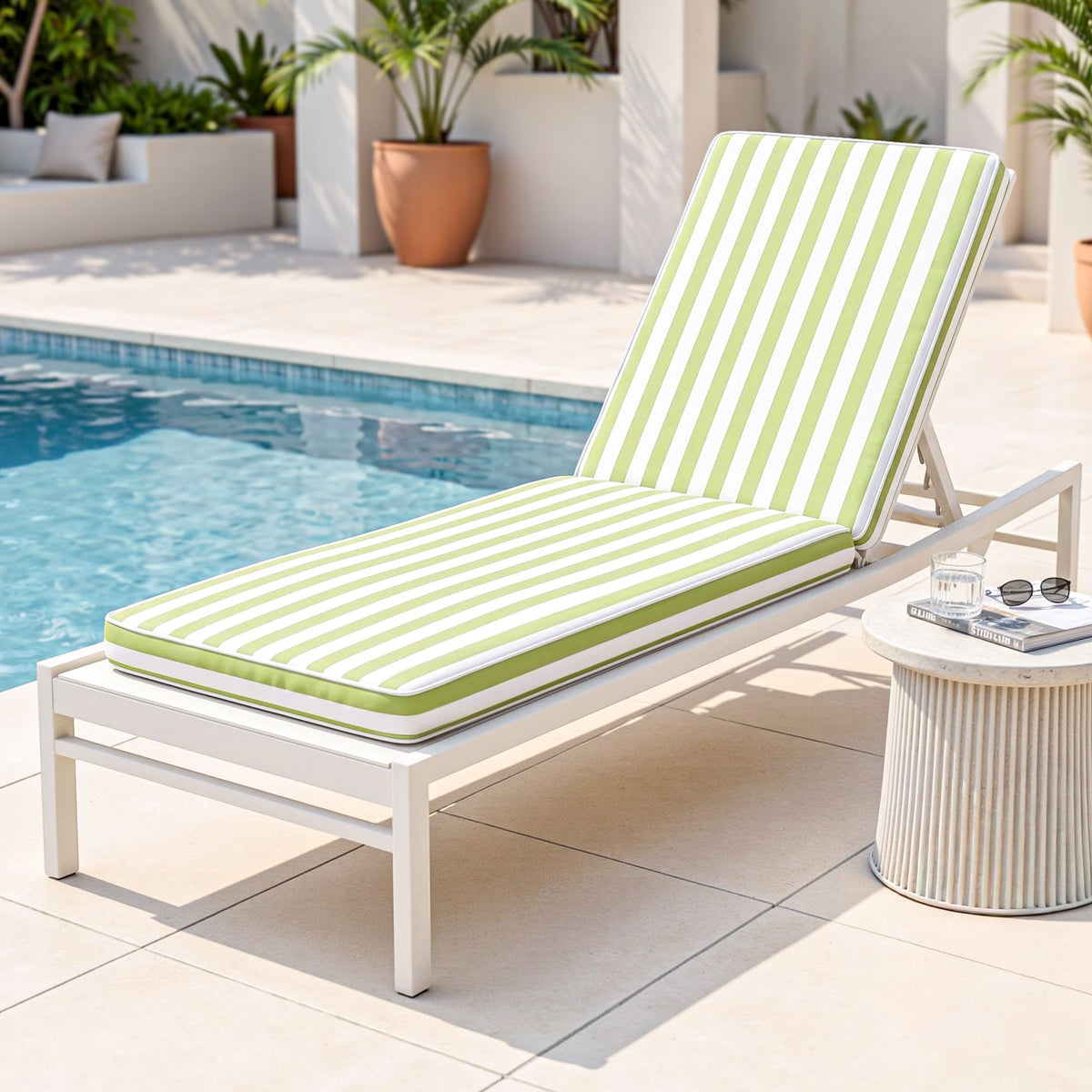 Gardeon Outdoor Sun Lounger Cushion 183cm, 8cm Thick Chaise Lounge Pad, Green