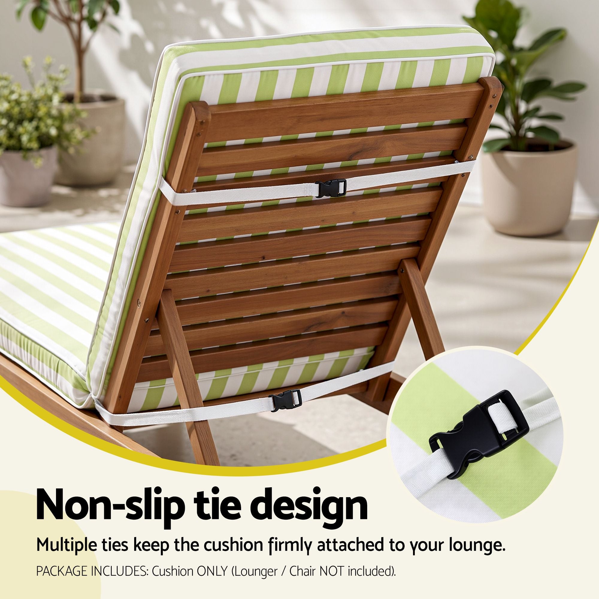 Outdoor Chaise Lounge Cushion Lounge Chair Pad Sunbed Mattress Green