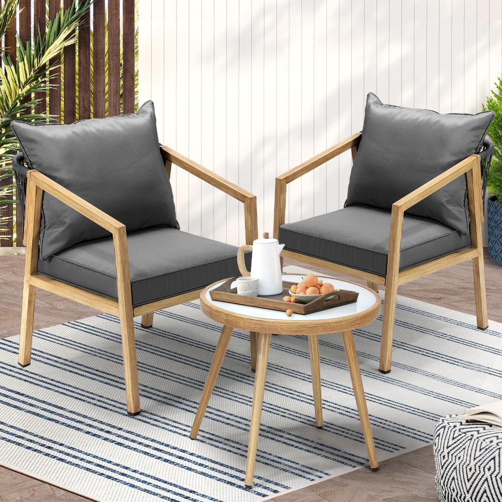 Outdoor Bistro Set Patio Chairs&Table 3 PCS