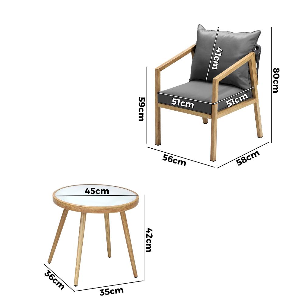 Outdoor Bistro Set Patio Chairs&Table 3 PCS