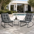 Livsip 3 Piece Outdoor Patio Set 2 Chairs Coffee Table Lounge Setting Grey