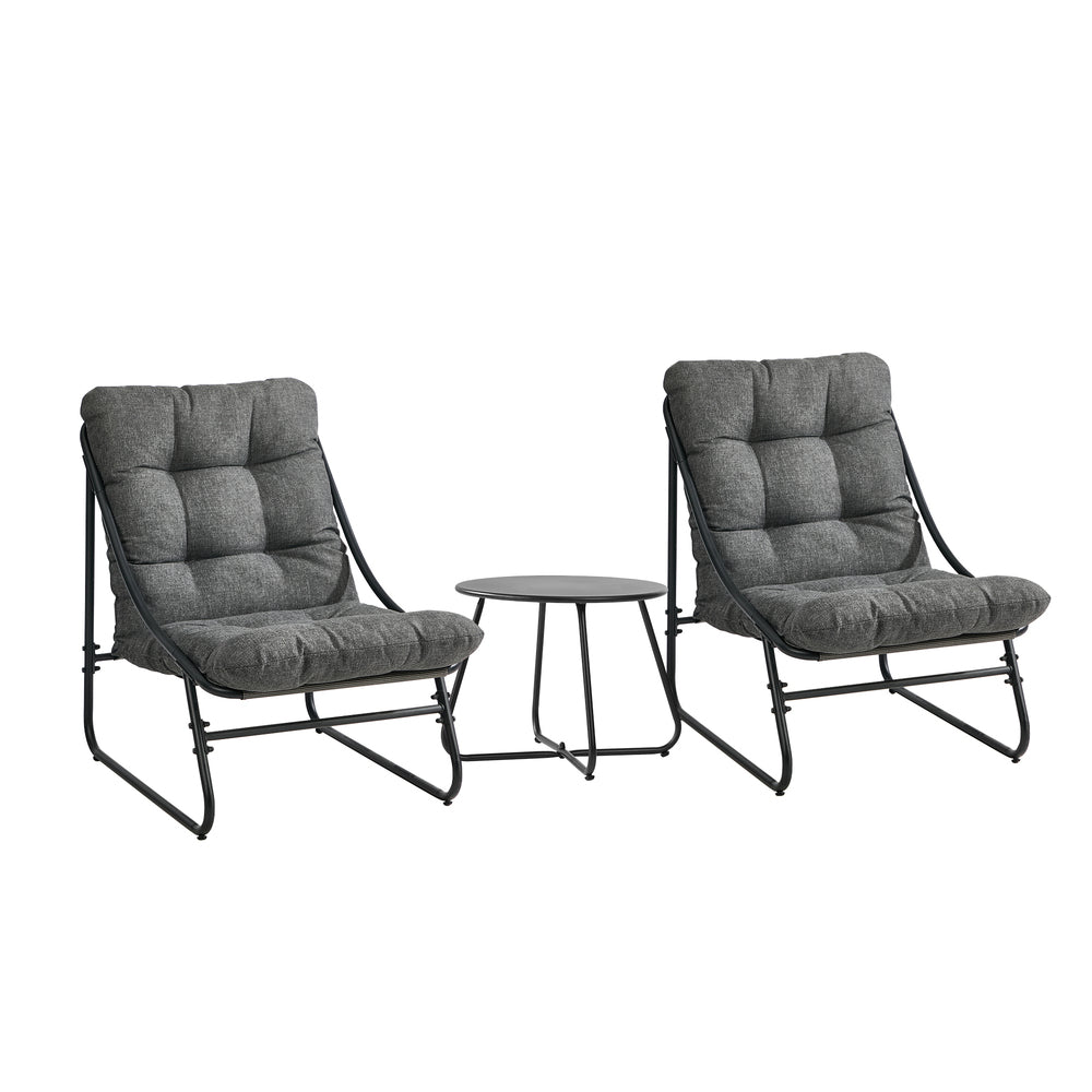 Livsip 3 Piece Outdoor Patio Set 2 Chairs Coffee Table Lounge Setting Grey