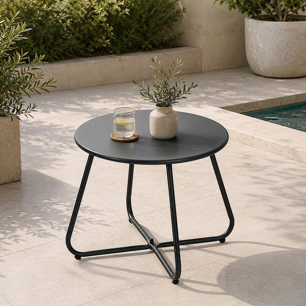 Livsip 3 Piece Outdoor Patio Set 2 Chairs Coffee Table Lounge Setting Grey