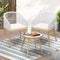 3 Piece Outdoor Bistro Set 2 Chairs Side Table Rope Patio Furniture Beige