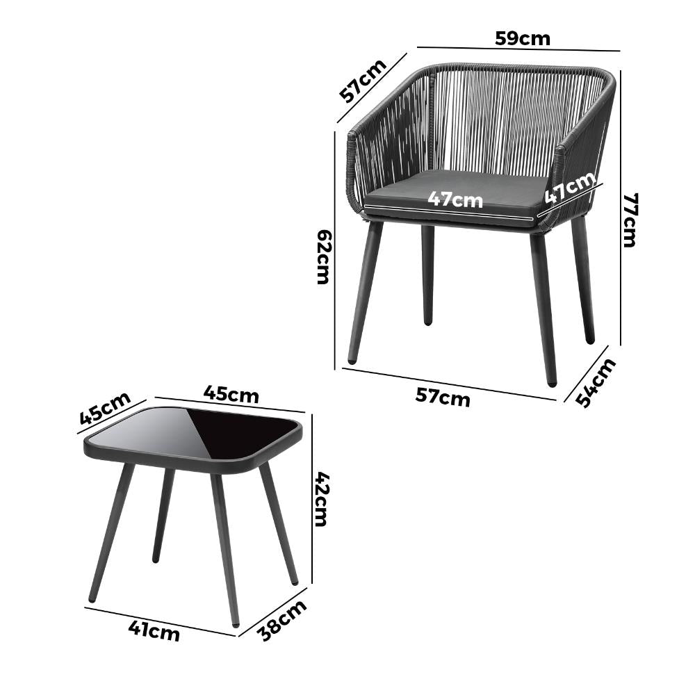 Outdoor Furniture Set Chairs&Side Table 3PCS