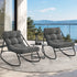Livsip 3 Piece Outdoor Rocking Chair Set 2 Chairs Coffee Table Patio Grey