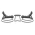 Livsip 3 Piece Outdoor Rocking Chair Set 2 Chairs Coffee Table Patio Grey