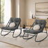 Livsip 3 Piece Outdoor Rocking Chair Set 2 Chairs Coffee Table Patio Grey