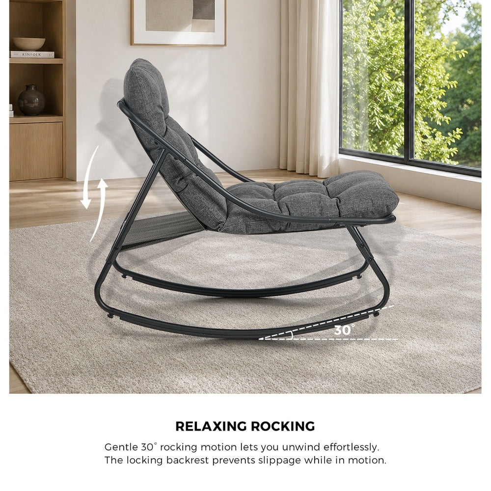 Livsip 3 Piece Outdoor Rocking Chair Set 2 Chairs Coffee Table Patio Grey