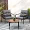 Livsip 3 Piece Outdoor Lounge Set Patio Chairs & Table Grey