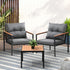3PCS Outdoor Set Armchairs&Table with Cushions