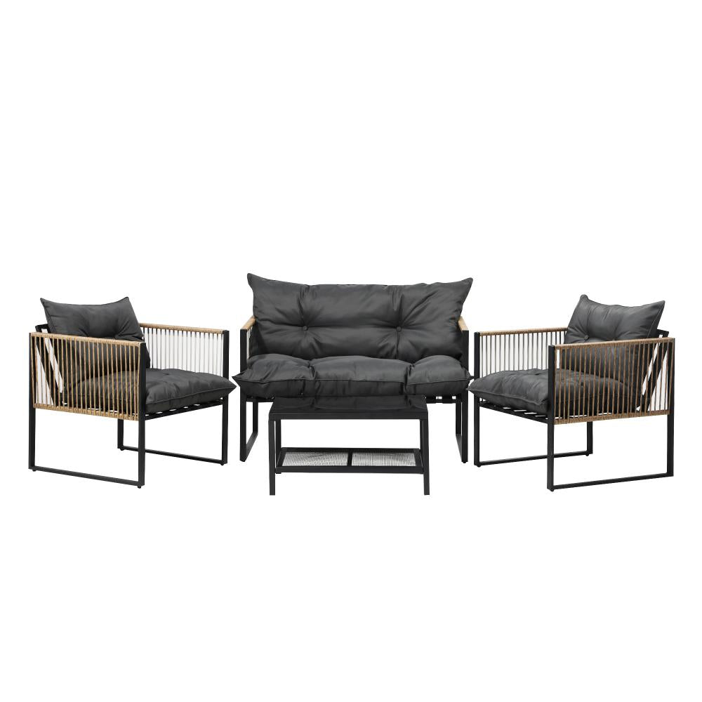 4 PCS Outdoor Furniture Set Lounge Sofa Table Chairs