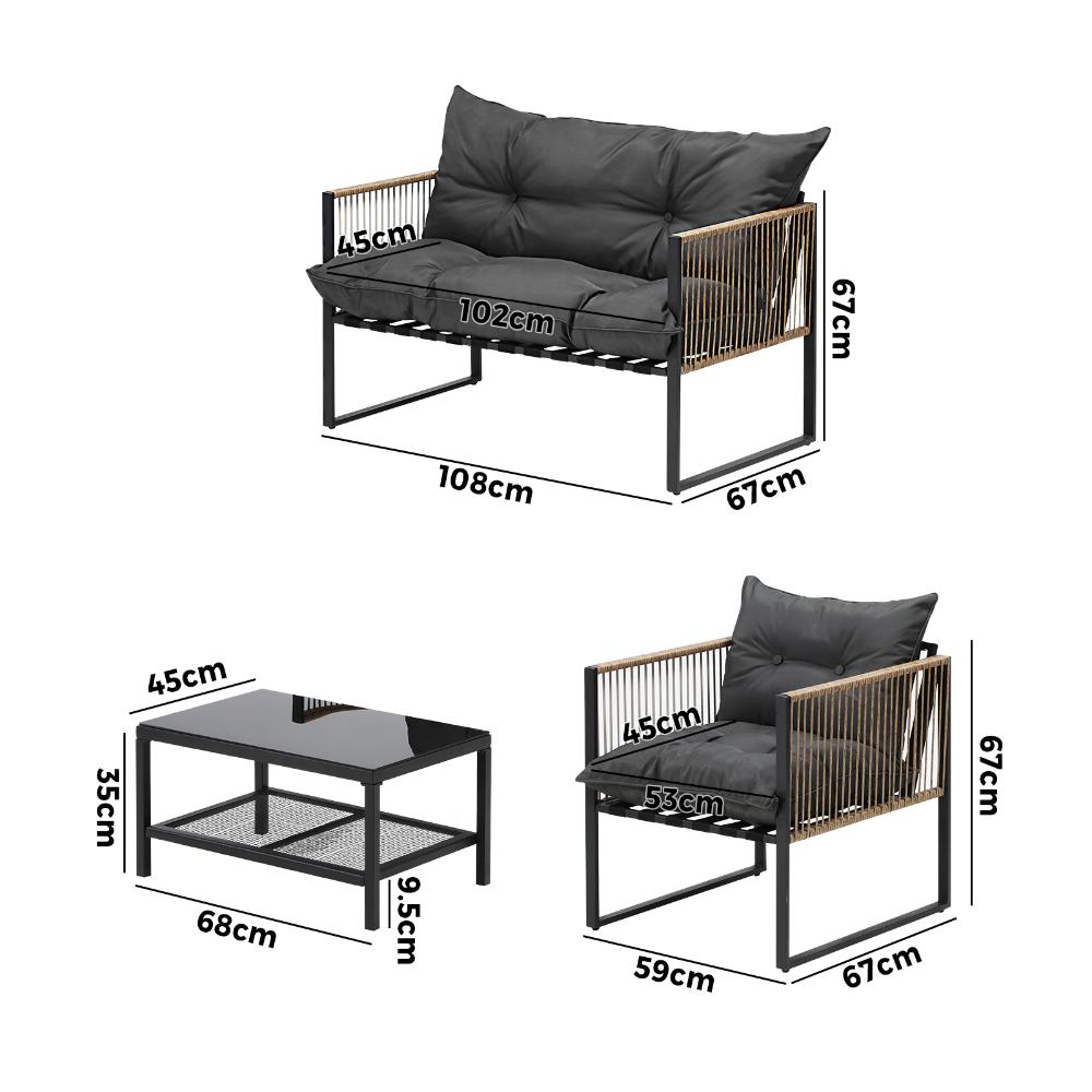 4 PCS Outdoor Furniture Set Lounge Sofa Table Chairs