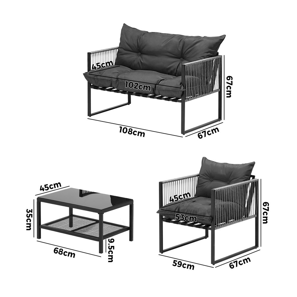 4 Piece Outdoor Furniture Setting Grey