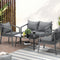 4PCS Outdoor Furniture Set Sofa Table Chairs Set Grey