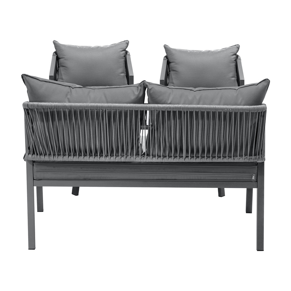 4PCS Outdoor Furniture Set Sofa Table Chairs Set Grey
