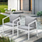 2PCS Outdoor Armchairs Steel Frame Cushioned White Grey