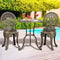 3 Piece Cast Aluminium Outdoor Bistro Set Patio Table & Chairs Bronze
