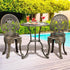 Outdoor Set 3pcs Chair Table Cast Aluminium Bronze