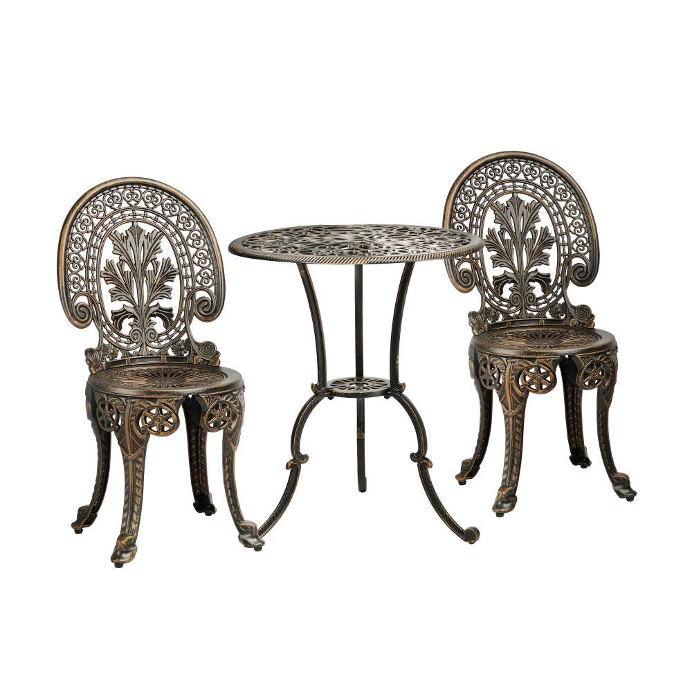 Outdoor Set 3pcs Chair Table Cast Aluminium Bronze