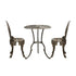 Outdoor Set 3pcs Chair Table Cast Aluminium Bronze