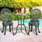 Livsip 3 Piece Cast Aluminium Outdoor Bistro Set Verdigris Patio Table Chairs