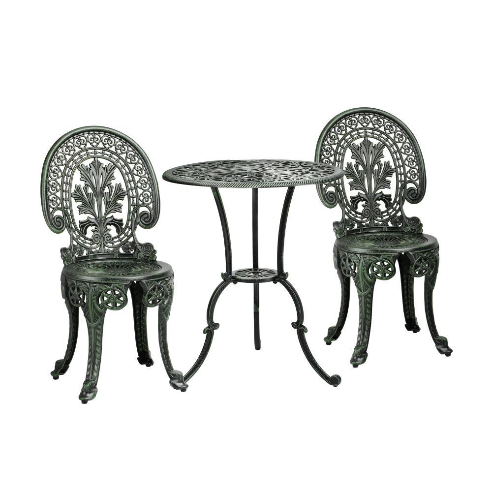 Patio Set Cast Aluminium Table&Chairs Verdigris 3PCS