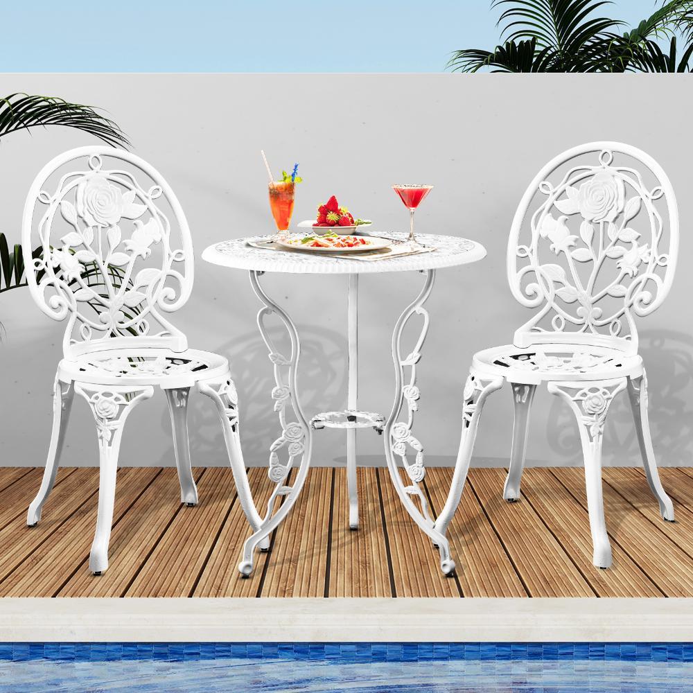 Outdoor Set Chairs&Table Cast Aluminum Rose 3PCS