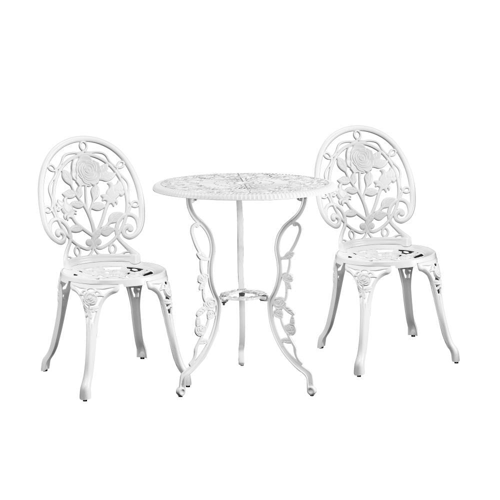 Outdoor Set Chairs&Table Cast Aluminum Rose 3PCS