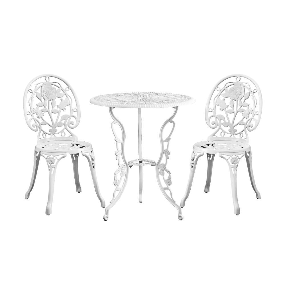 Outdoor Set Chairs&Table Cast Aluminum Rose 3PCS