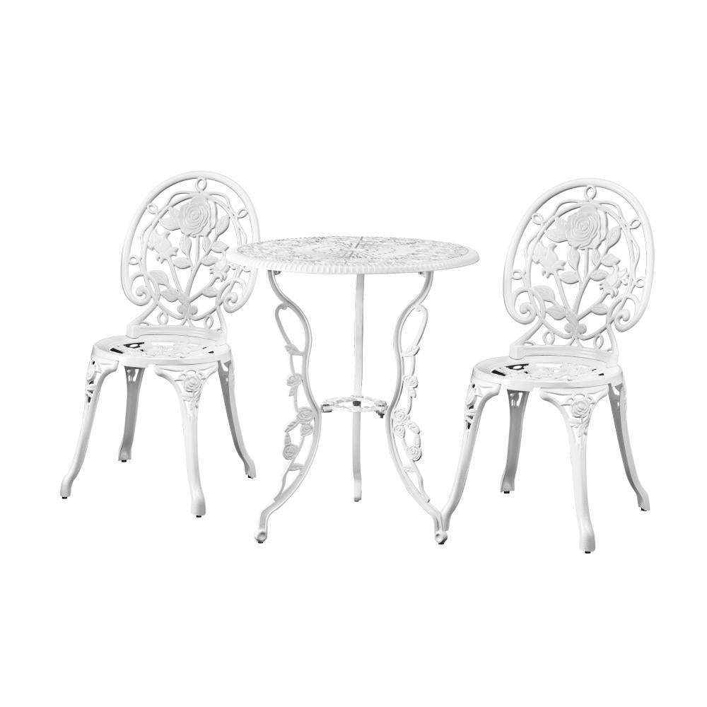 Outdoor Set Chairs&Table Cast Aluminum Rose 3PCS