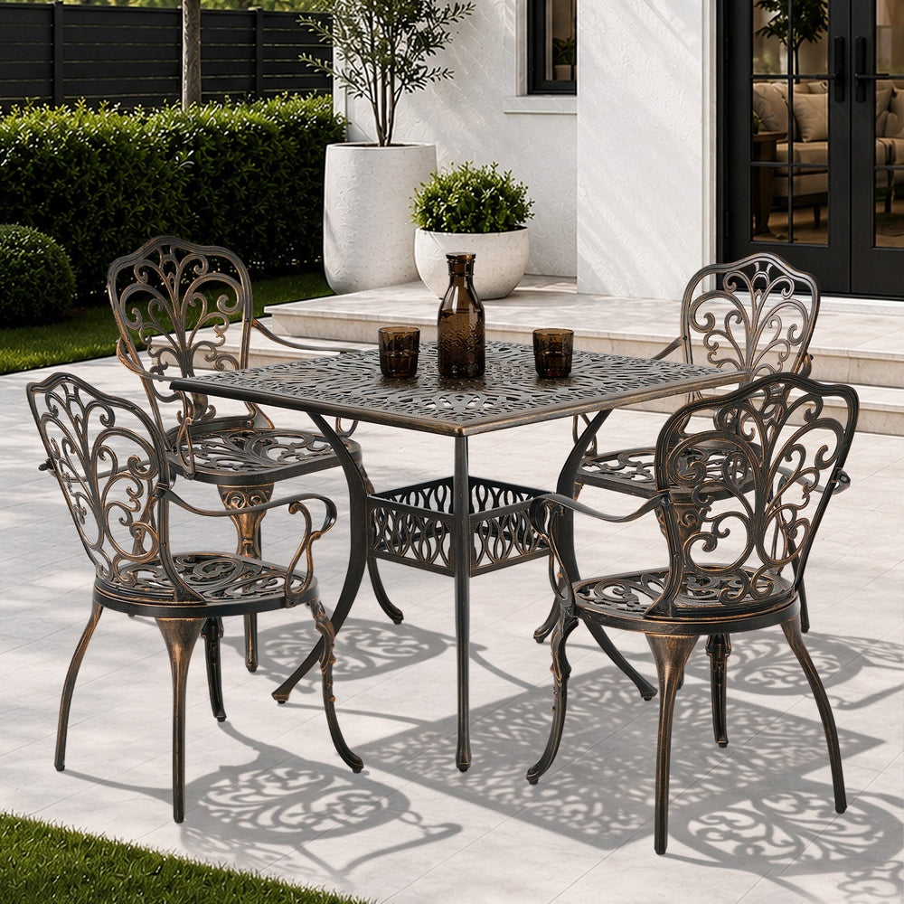 3 Piece Outdoor Patio Set Cast Aluminium Butterfly