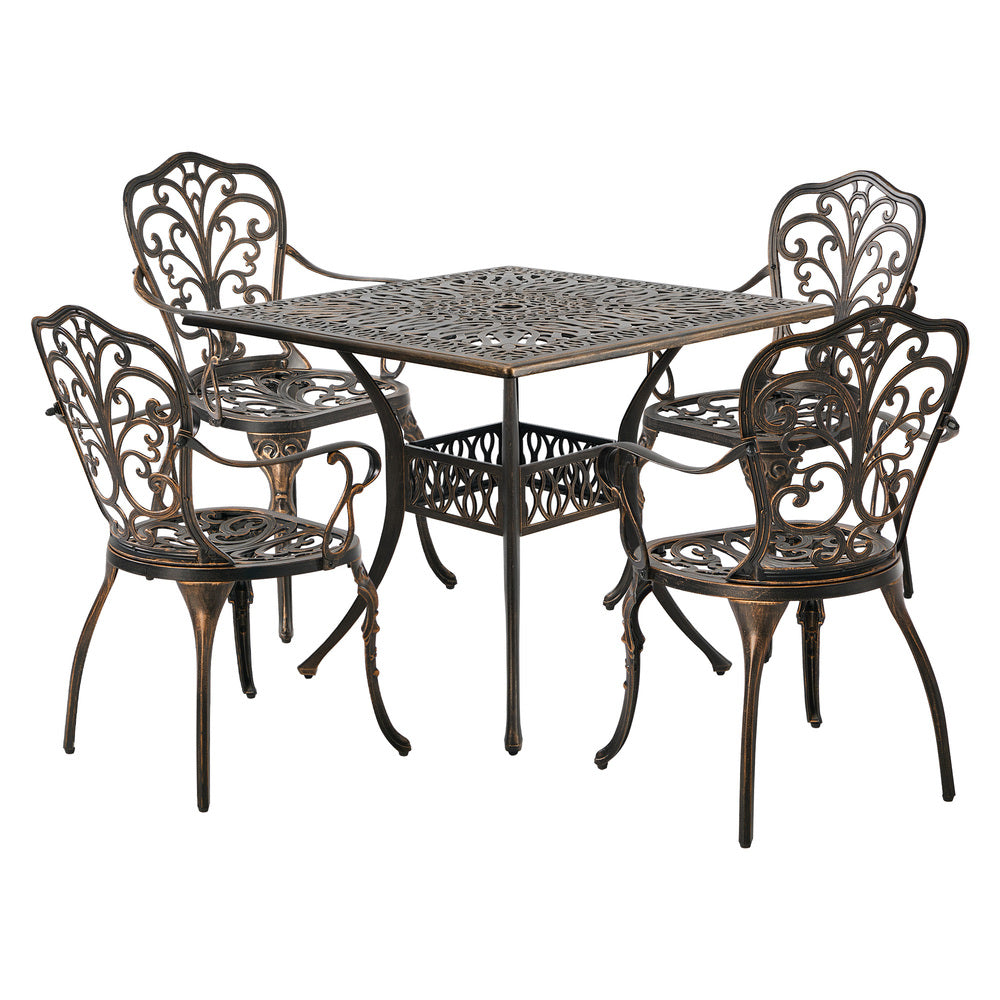 3 Piece Outdoor Patio Set Cast Aluminium Butterfly