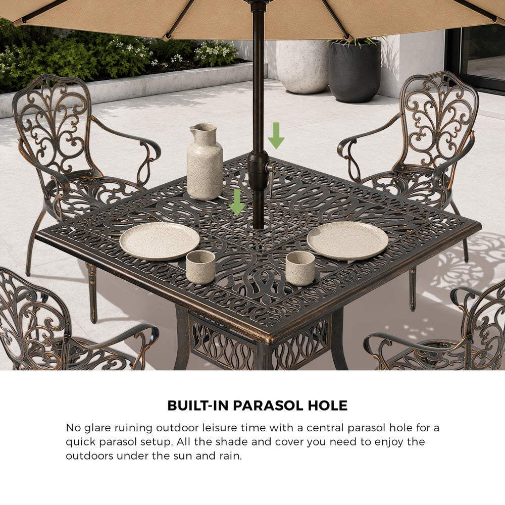 3 Piece Outdoor Patio Set Cast Aluminium Butterfly