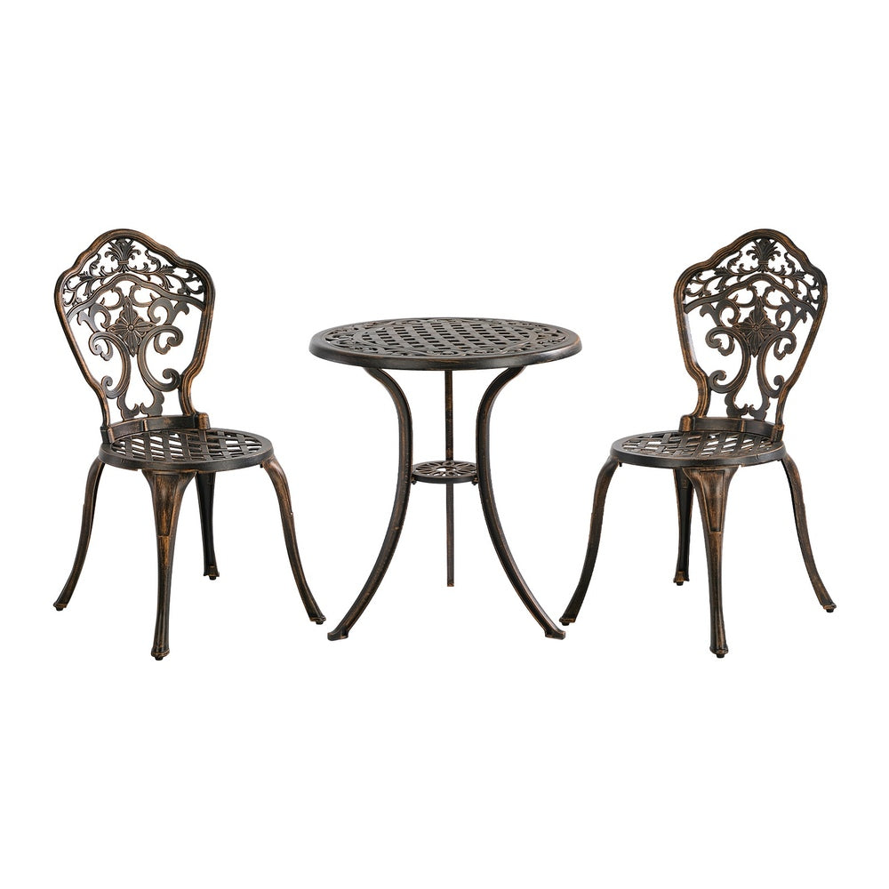 3 Piece Outdoor Patio Set Garden Furniture Bronze