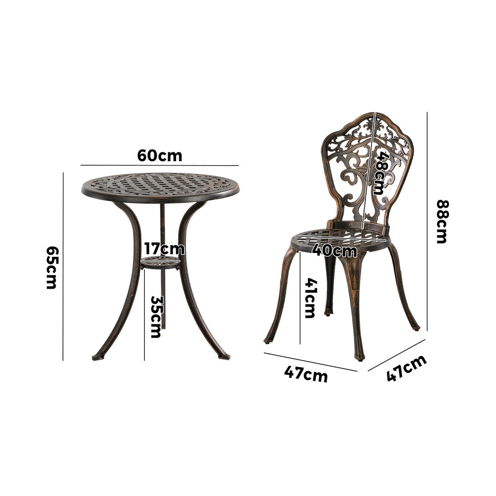 3 Piece Outdoor Patio Set Garden Furniture Bronze